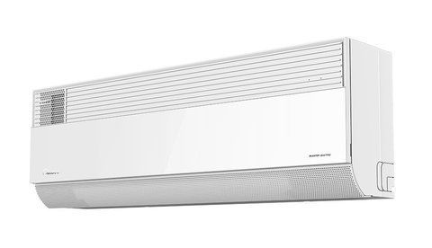 Внутрішній блок кондиціонера Midea GAIA MSFA-09N8D6E, вигляд справа, тонкий профіль і нижня перфорація