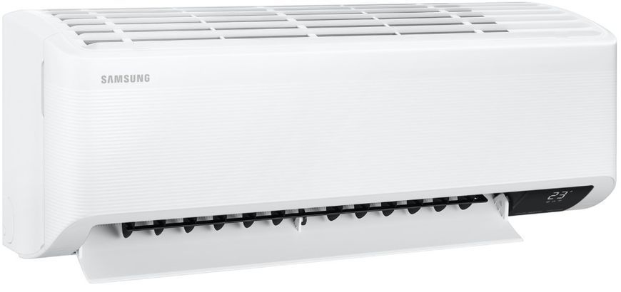 Кондиціонер Samsung WindFree Mass AR09BXFAMWKNUA: передня панель WindFree з мікроперфорацією, вигляд під кутом