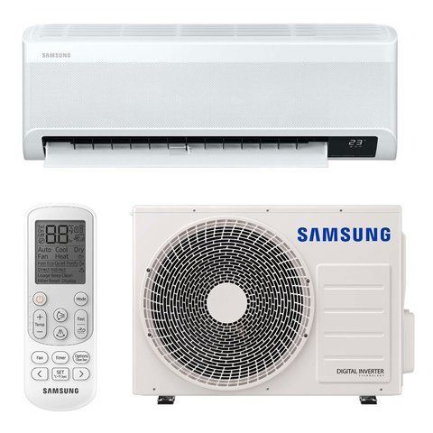 Спліт-система Samsung WindFree AR12BXFAMWKNUA &mdash; внутрішній і зовнішній блок та пульт дистанційного керування